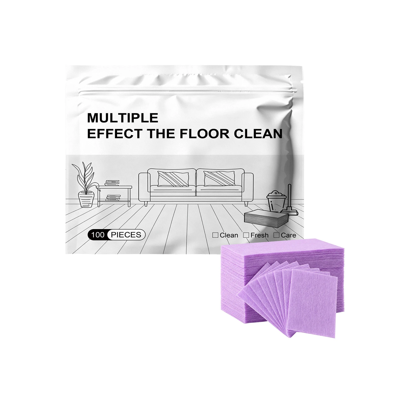 Floor Cleaning Sheets Deep Stain Removal Floor Cleaner for Home Tile Hardwood Polishing Slices No Residue 100pcs Durable