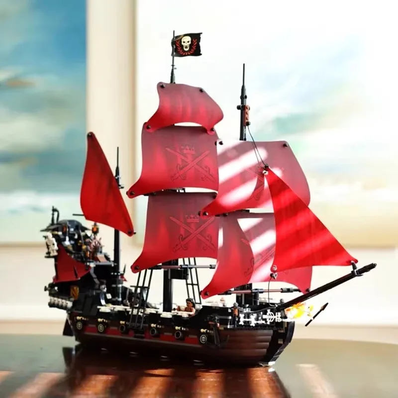 MOC 4195 Pirates The Black Pearl And Queen Anne\'s Revenge Ship Building Block Model Assemble Bricks Toys Kids Gifts Fit Set4184