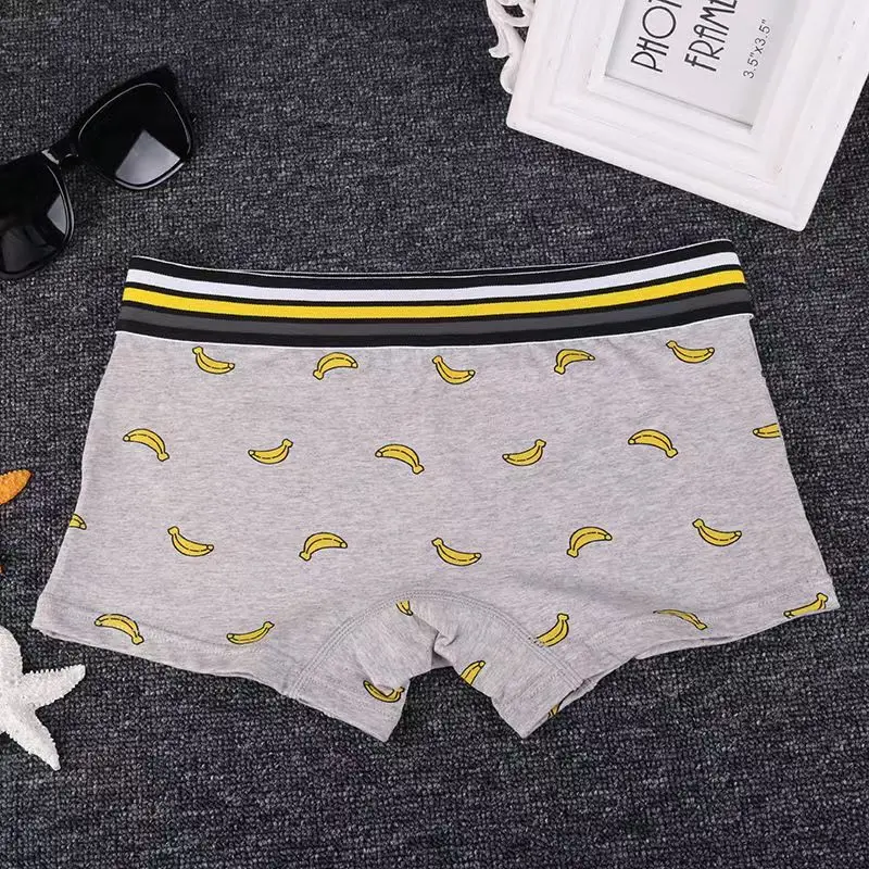 Women\'s Banana Print Cotton Boxer Briefs Wide Rim Mid Waist Upgraded Fabric Boyshort Breathable Women\'s Underwear Unisex panties