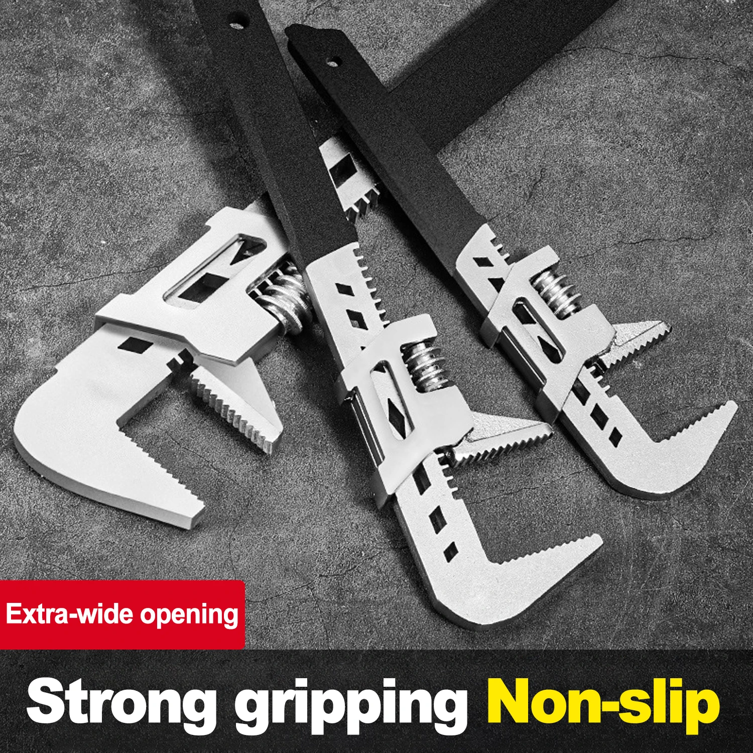 

10",12",15"F-type Wrench Right Angle Wide Jaw Opening Adjustable Spanner Wrench Tools Use in Auto,Construction and Home Repairs