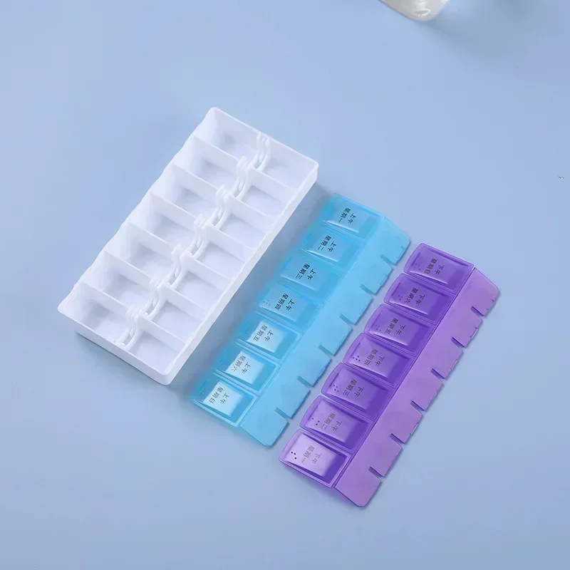 1Pc Weekly Pill Box Organizer Cases Portable Pillbox 7 Days 14 Grids Pills Container Storage Tablets Vitamins Medicine Fish Oils