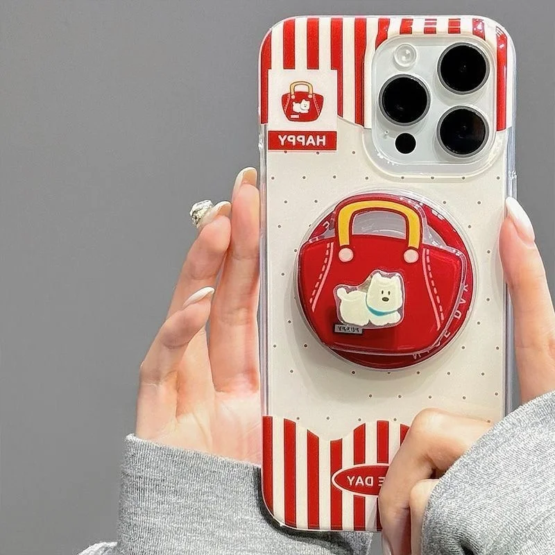 

Корейская милая мультяшная вращающаяся сумка, магнитный держатель для телефона, подставка Griptok Grip Tok, поддержка iPhone 15 16, аксессуары Magsafe