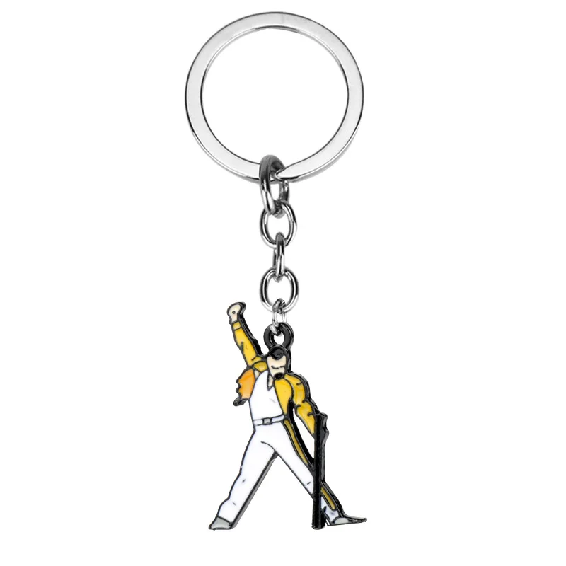 Queen Music Band Key Chain Freddie Mercury Pendant Key Ring Trendy Car Keychain Accessories For Fans Gift