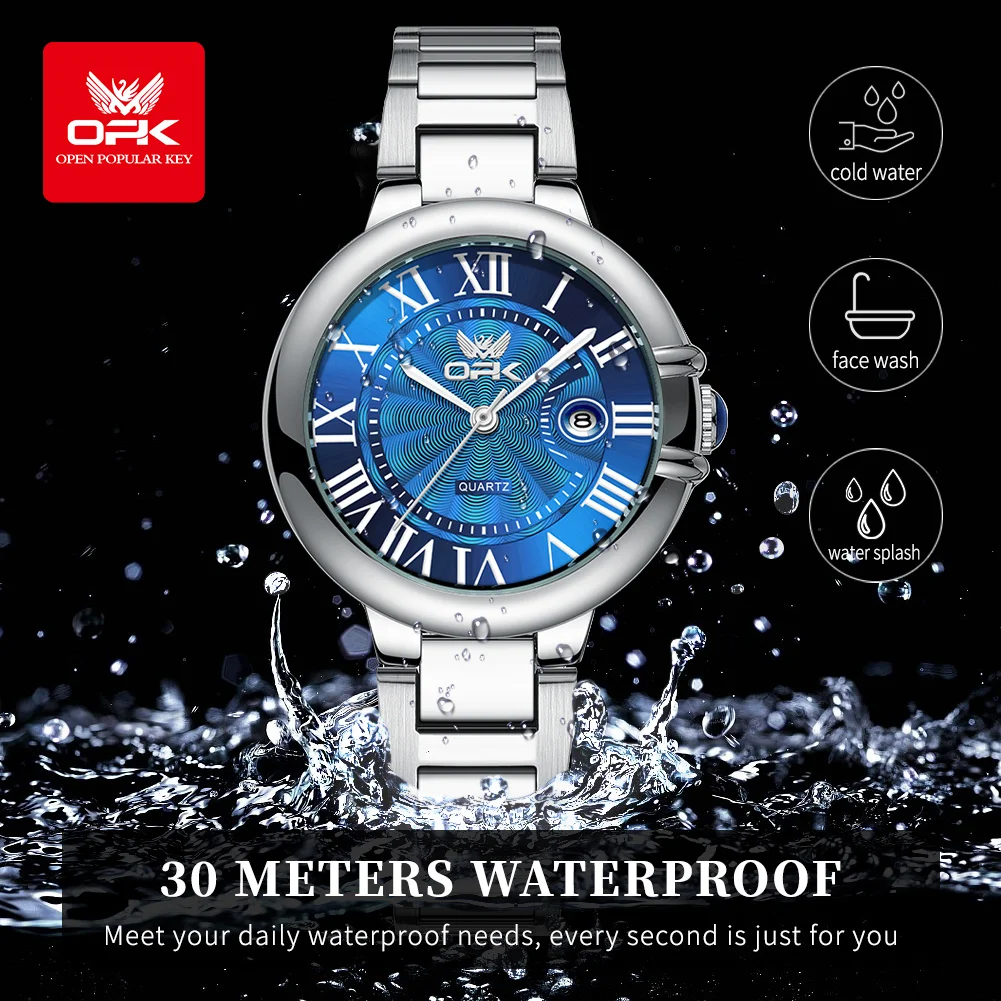 OPK 6039 Pareja Relógio Calendário Profundo À Prova D 'Água Senhoras Relógio de Mão