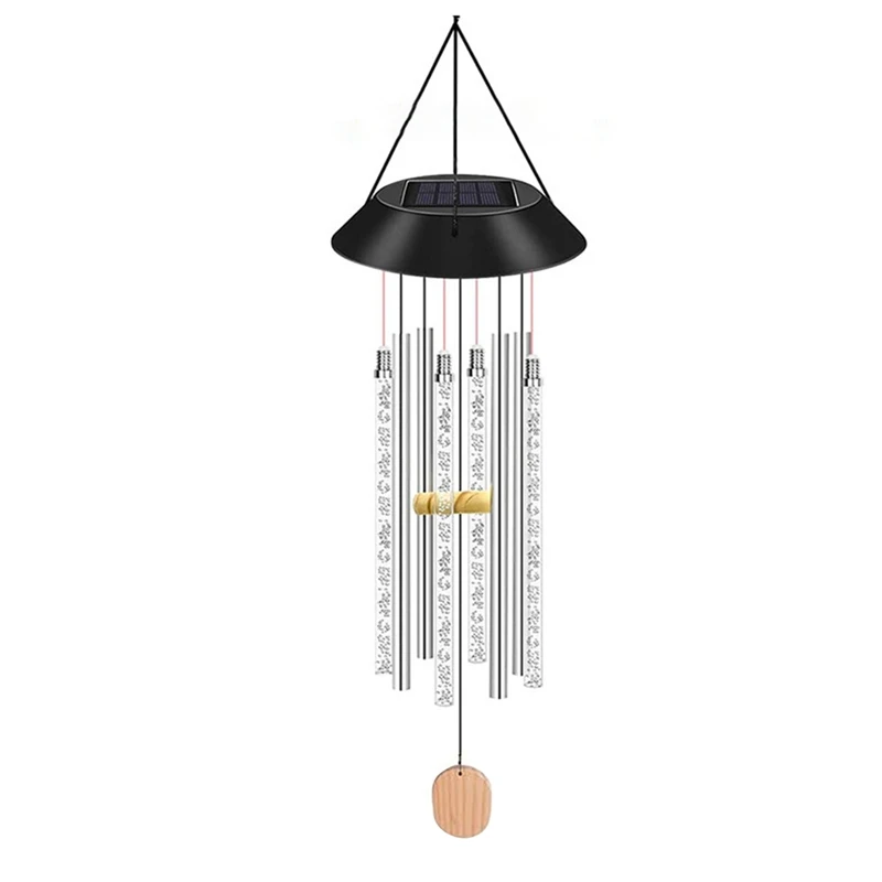 Garden Wind Chime Lamp Solar Powered Induction Glowing Wind Chime Indoor Outdoor Waterproof Wind Bell Hanging Decoration