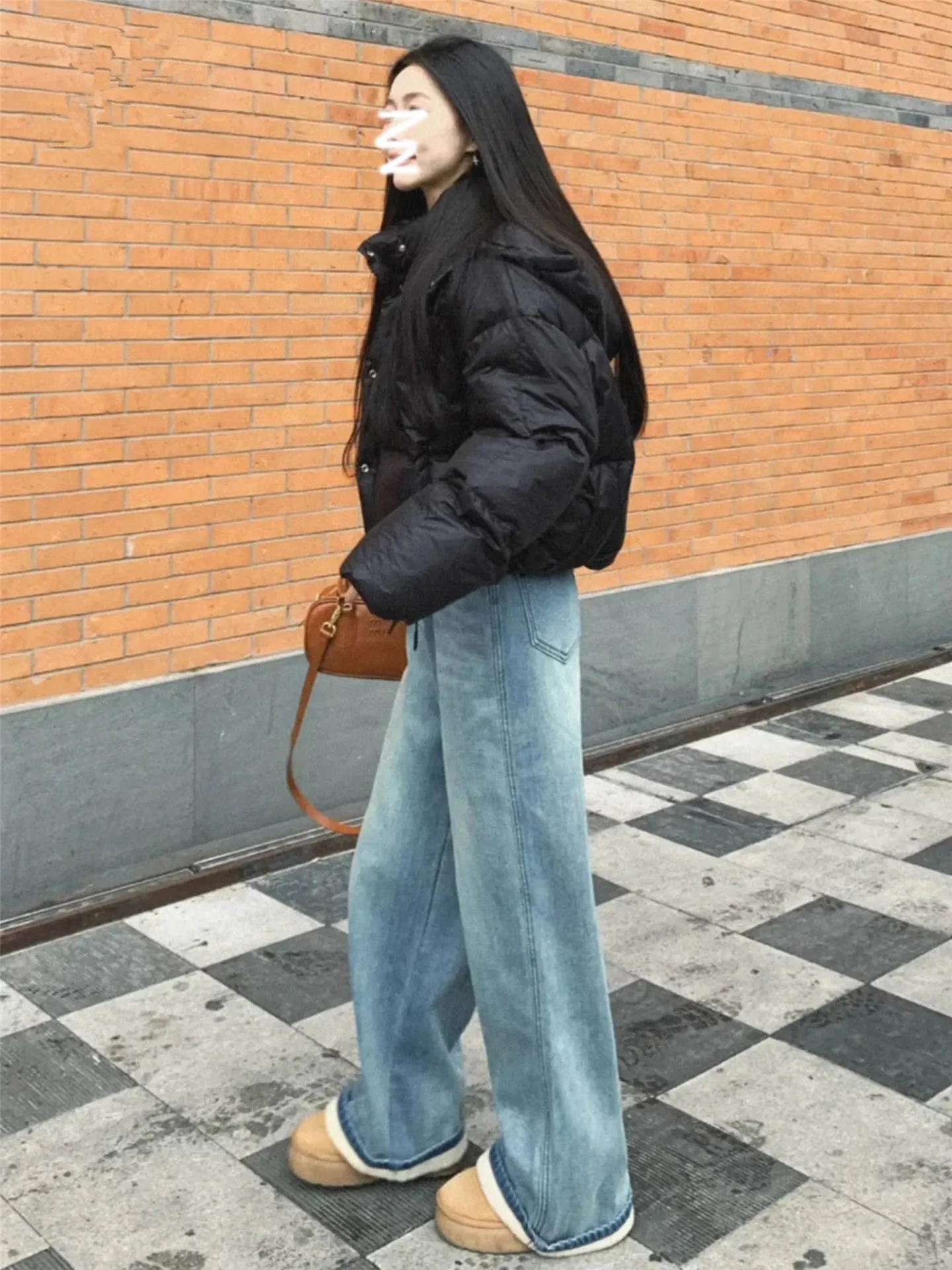 

plus Size Women's Fleece Lined Flared Jeans High Waist Thickened Autumn Winter Straight Leg Casual Trousers Slimming Effect