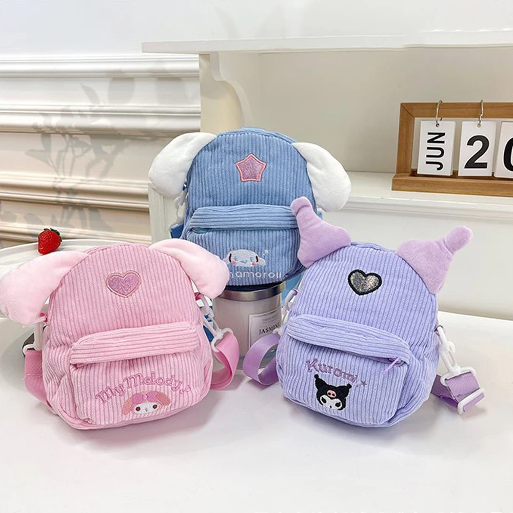 

Sanrio Corduroy Phone Single Shoulder Bag Cute Cartoon Kuromi Cinnamon Melody Girl Messenger Bags Portable Coin Purse