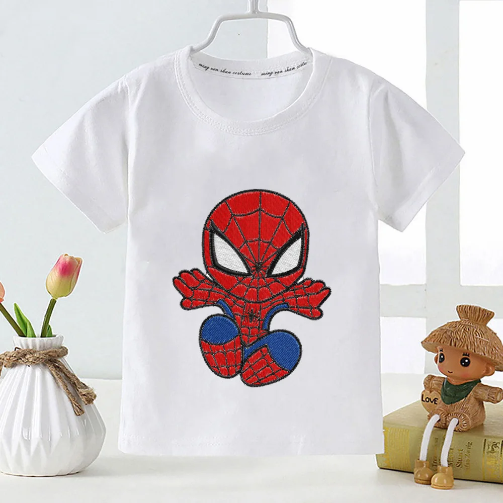 Camiseta con estampado de dibujos animados de Spider Man para niños, ropa bonita de algodón informal, se puede personalizar para imprimir