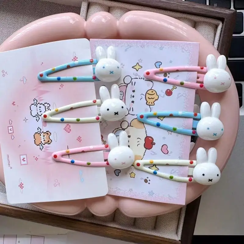 

Новая заколка для волос Miffy's Kawaii в горошек, цвет дракона, сломанная заколка для волос для девочек, детская заколка с боковой челкой, аксессуары для волос