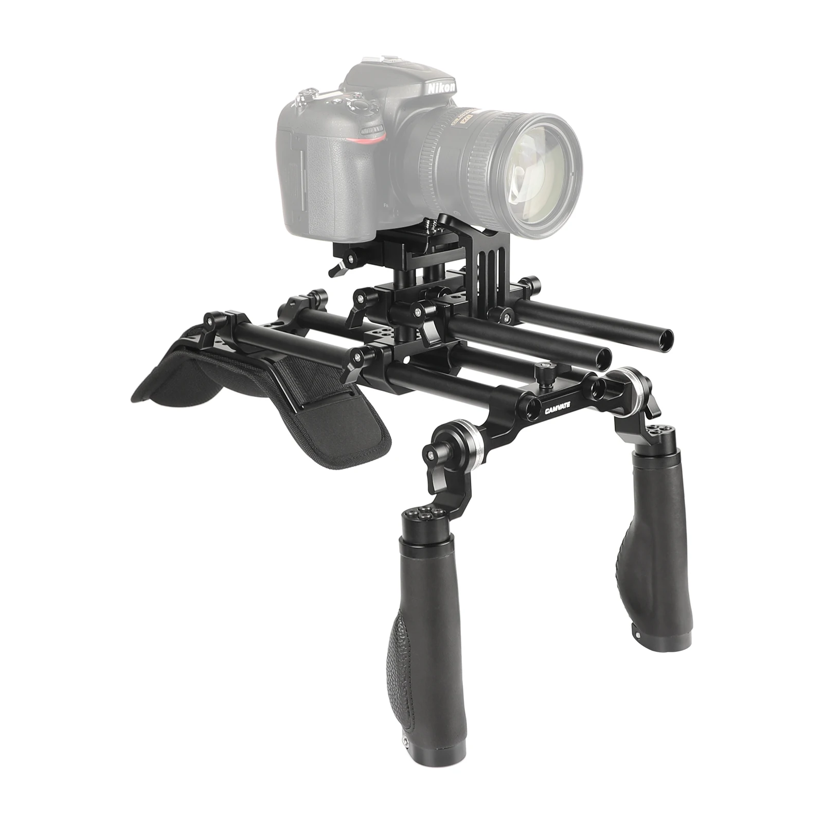 CAMVATE-منصة تثبيت على الكتف Pro مع لوحة قاعدة سريعة التحرير ومقبض روزيت ودعم العدسة لكاميرا DSLR/كاميرا الفيديو DV