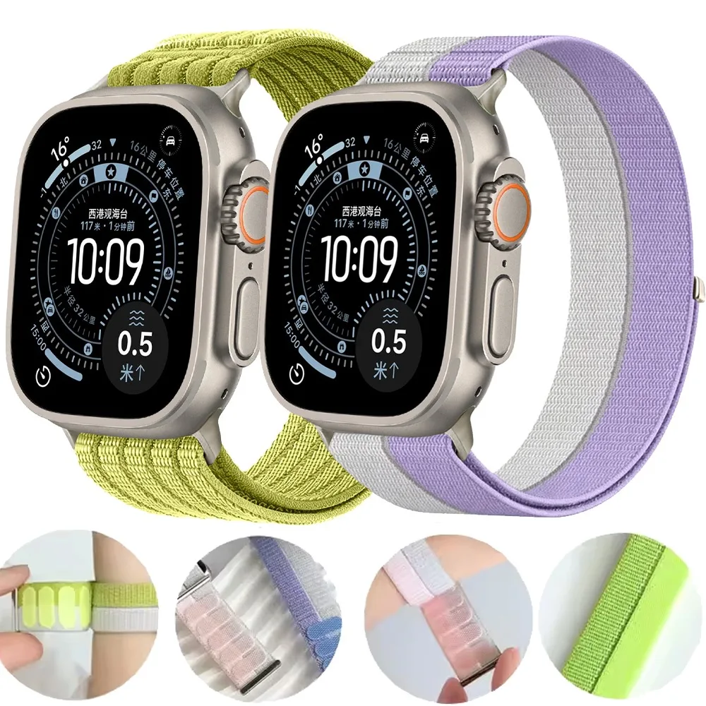 Nylon-Schlaufenarmband für Apple Watch Band 49mm 46mm 45mm 44mm 42mm 40mm 41mm Weiches Komfortables IWatch Series 11 10 Ultra 9 8 7 6 5 SE