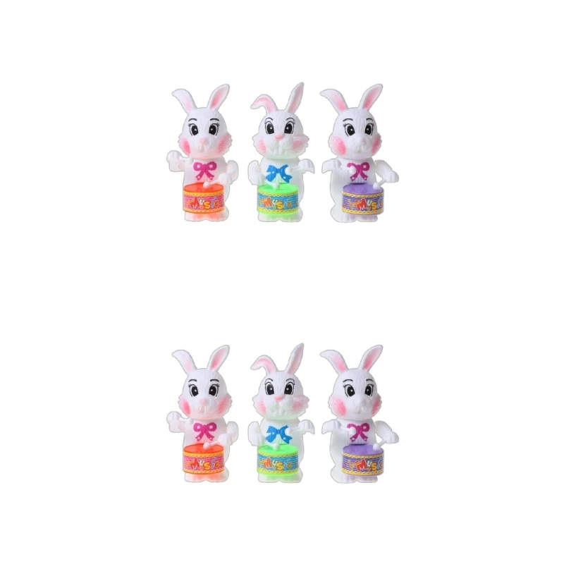 5inch Windup Toy Cartoon Rabbit Drum Toy Mini Clockwork Toy for