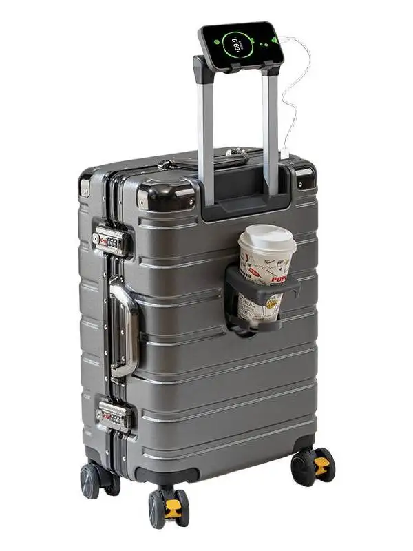 High Quality Aluminum Frame Luggage Bag Thickened Travel Suitcase with Silent Universal Wheels Password Lock 2026 Leisure Travel