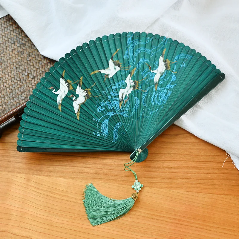 

Full Bamboo Crane Decorative Folding Fan