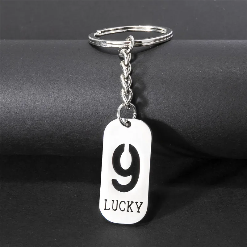 Punk Arabic Numerals Pendant Keyring Metal Stainless Steel Figure Keychains 0 1 2 3 4 5 6 7 8 9 Lucky Number Keyholder Jewelry