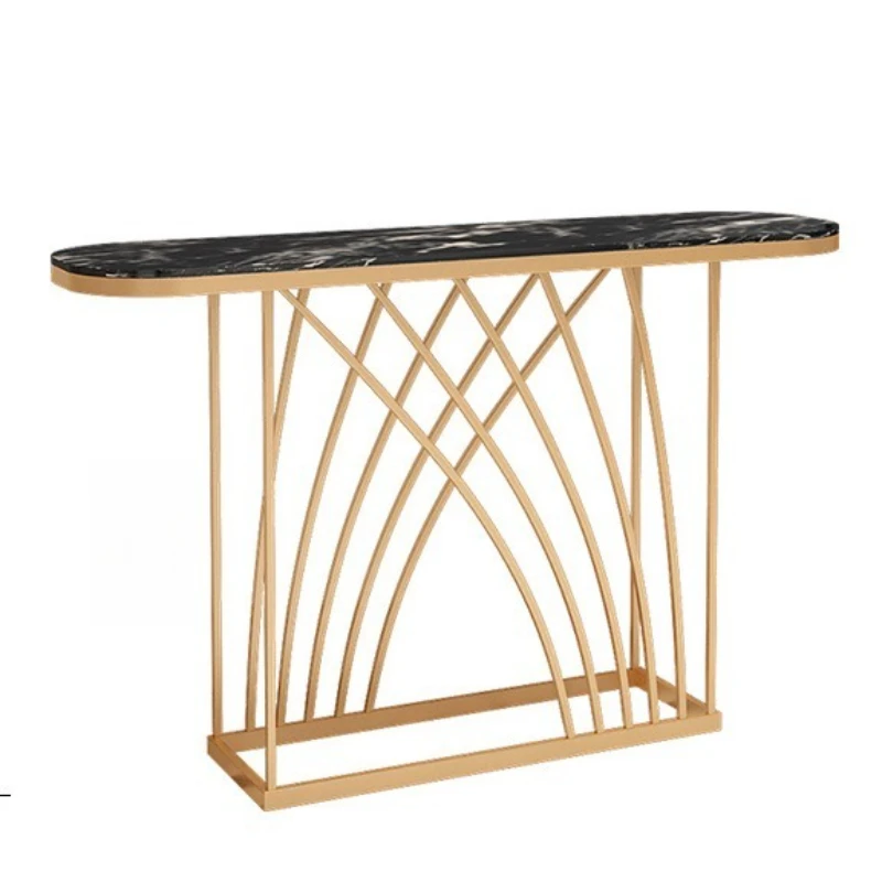 

Nordic light luxury entrance table Stainless steel living room decorative table Marble entrance corridor Gold