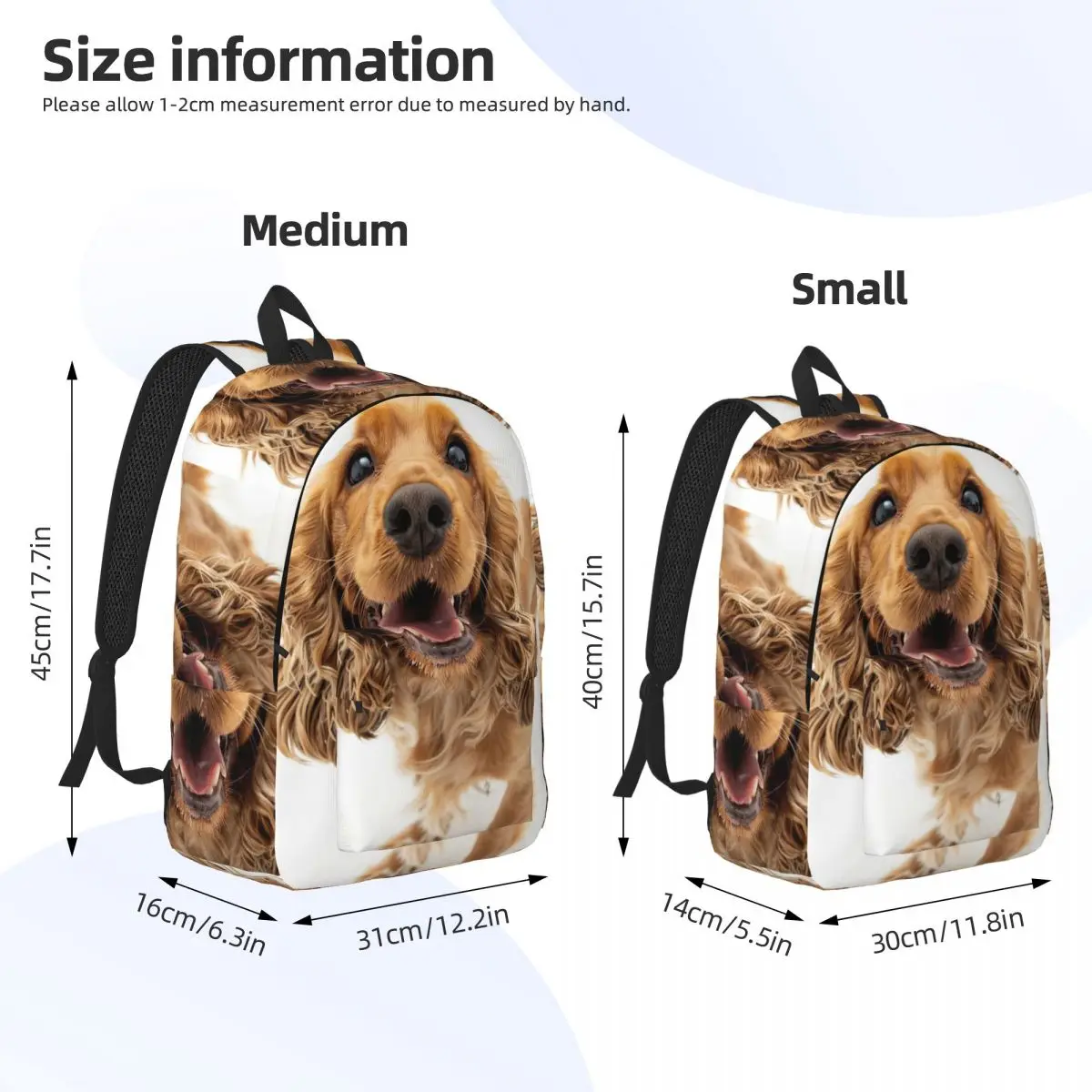 Tail Wagging Wisdom_ Nurturing Your Cocker Spaniel Spirit Backpack Daypack Large Capacity BookBag School Bag Shoulder Bags
