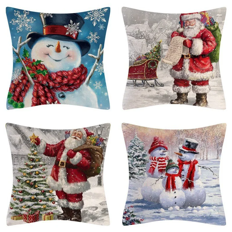 

Set of 4 Christmas Throw Pillow Cover Pillowcase Farmhouse Cushion Case Cushion Cover for Sofa Couch