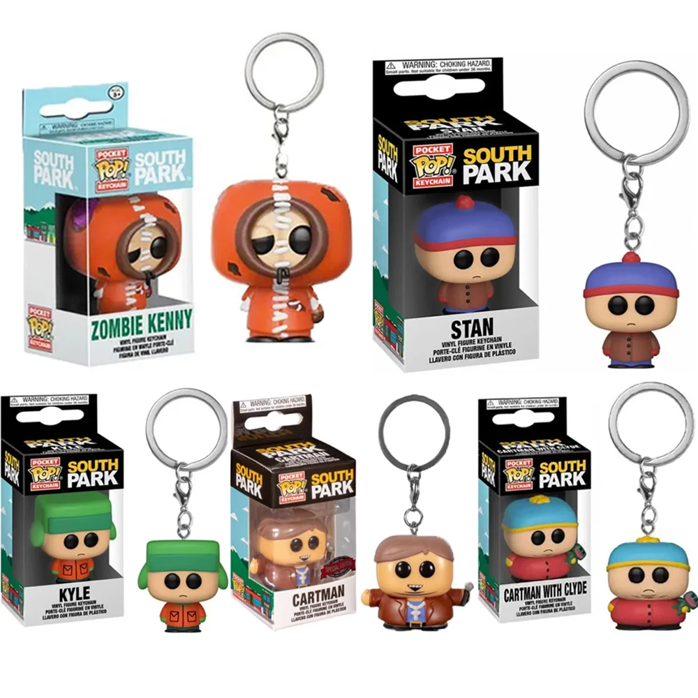 Hot Styles Pocket Funko pop Keychains South Park Kyle Stan Zombie Kenny Cartman PVC Model Toys for Children Birthday Gifts Toys