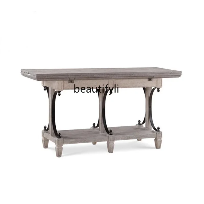 

ls 27Renaissance desk, porch table, rural solid wood metal combination sofa table
