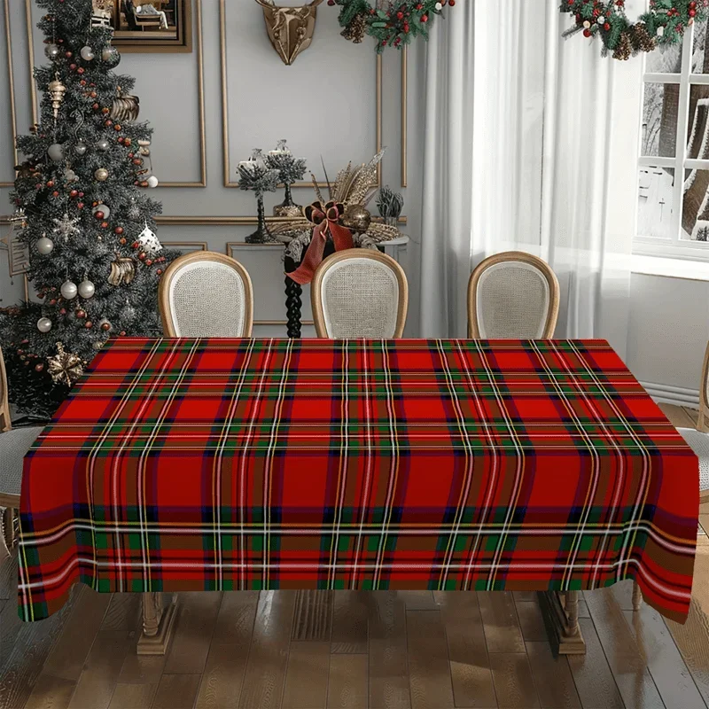 【Product】1 piece of tablecloth, rectangular tablecloth, modern vintage checkered pattern tablecloth, durable polyesterzyc