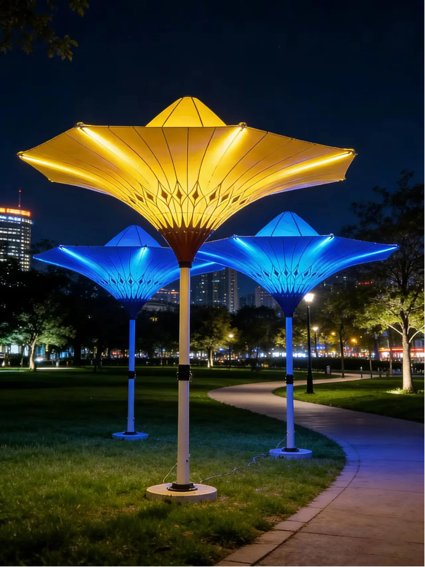 & Outdoor Artistic Design Aluminum Alloy Advertising Parasol for Commercial Use in Courtyards Guesthouses Hotels