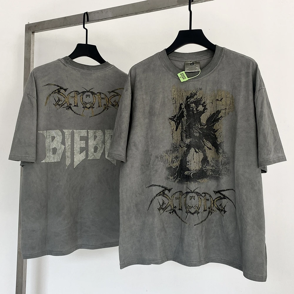 2025ss Fashion Streetwear Justin Bieber Best Quality Vintage Tee Summer Saint T shirt Tops Casual Loose Oversize T Shirt Unisex