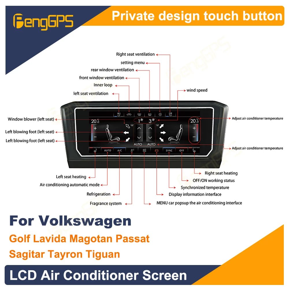 LCD Air Conditioner Board AC Panel For Volkswagen Golf Magotan Passat Tiguan All Series Climate Control Screen Intelligent Voice