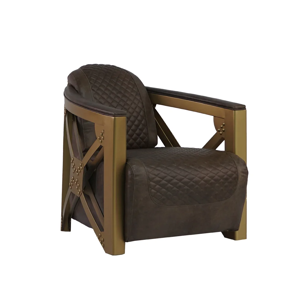 Vintage Style Luxury Design Leather Living Room  Furniture Armchair