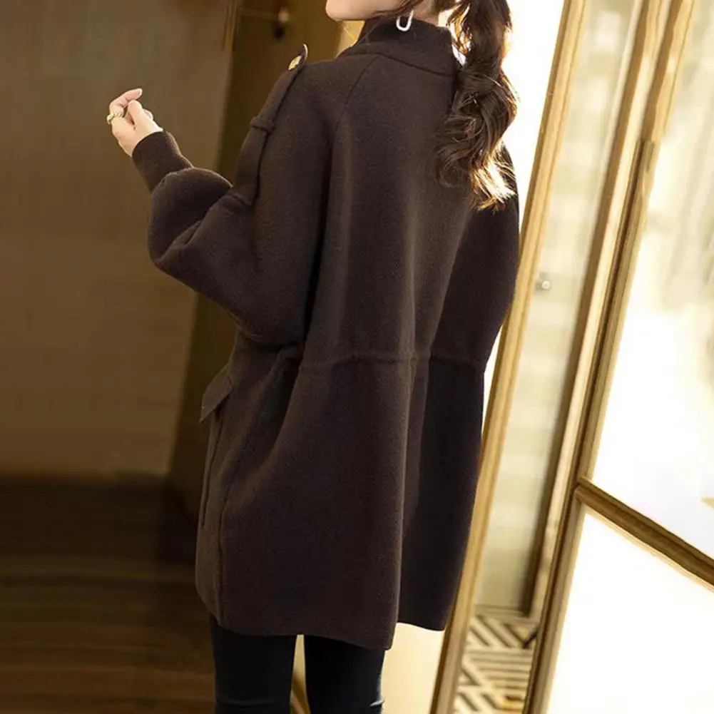 

Zipper Coat Stylish Women's Winter Coat with Stand Collar Thick Long Sleeves Big Pockets Keep Warm Cozy in This for Dating
