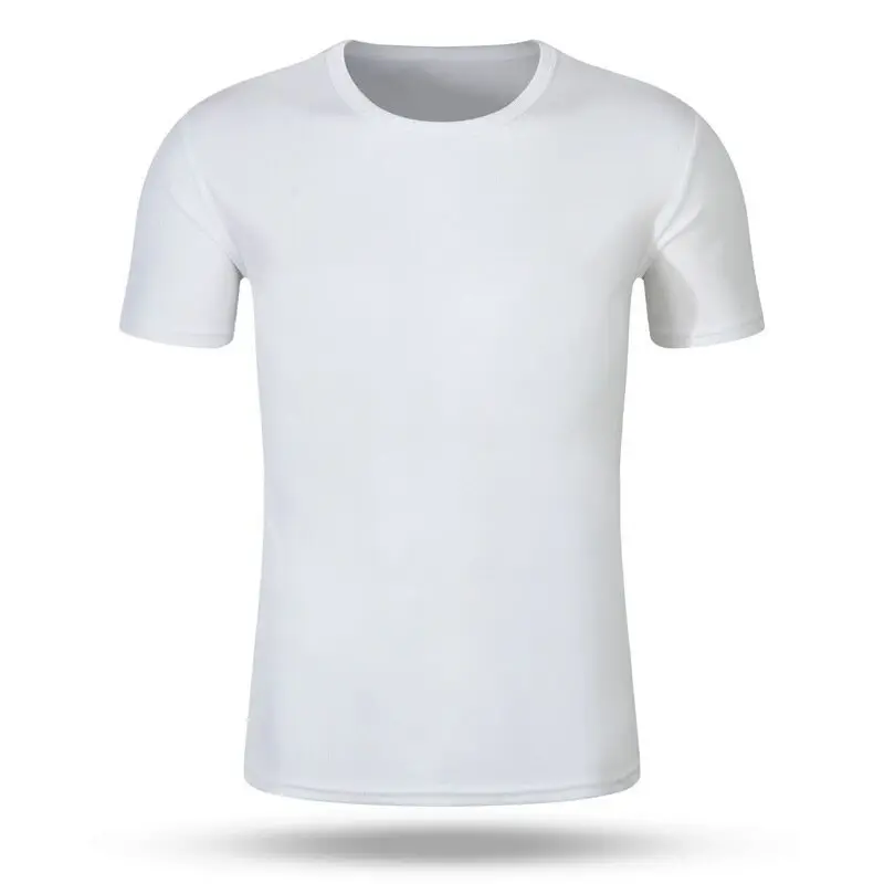 Thermal Sublimation Blank Summer Solid Men's Short sleeve T-shirt round collar half sleeve White men's base