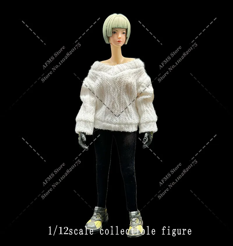 1/12 Female Soldier Pullover Cute Anime Girls Knitted Twist Sweater Long Sleeve Short Tops Accessory For 6