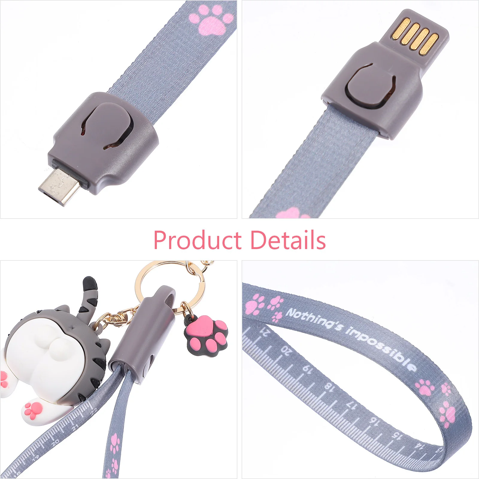 

Unique Cartoon Keychain Data Cable Portable Durable ABS Flexible Phone Charging Line Multi-Function Cord Data Line
