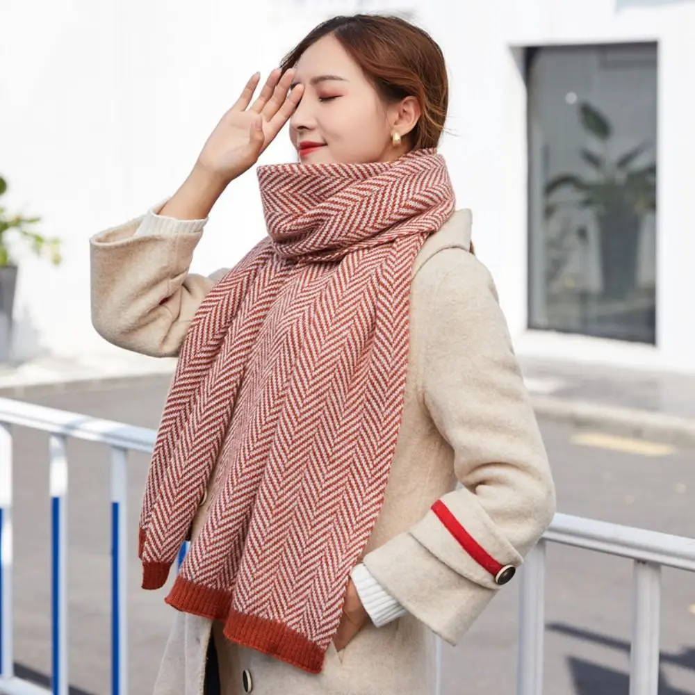 

Elegant Imitate Cashmere Wool Scarf Thicken Soft Winter Cashmere Scarves Warm Korean Style Long Shawl Women