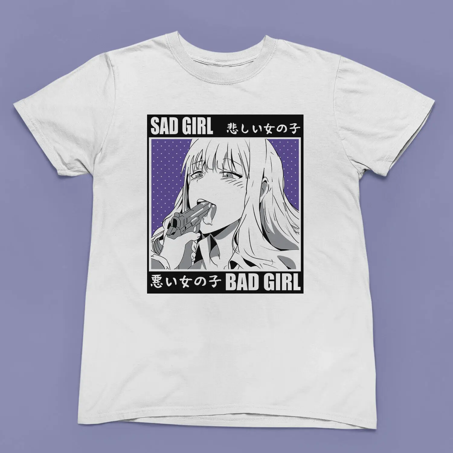 Hentai Sad Girl T-Shirt – Bad Girl Anime Art - Men, Women, Kids Tee