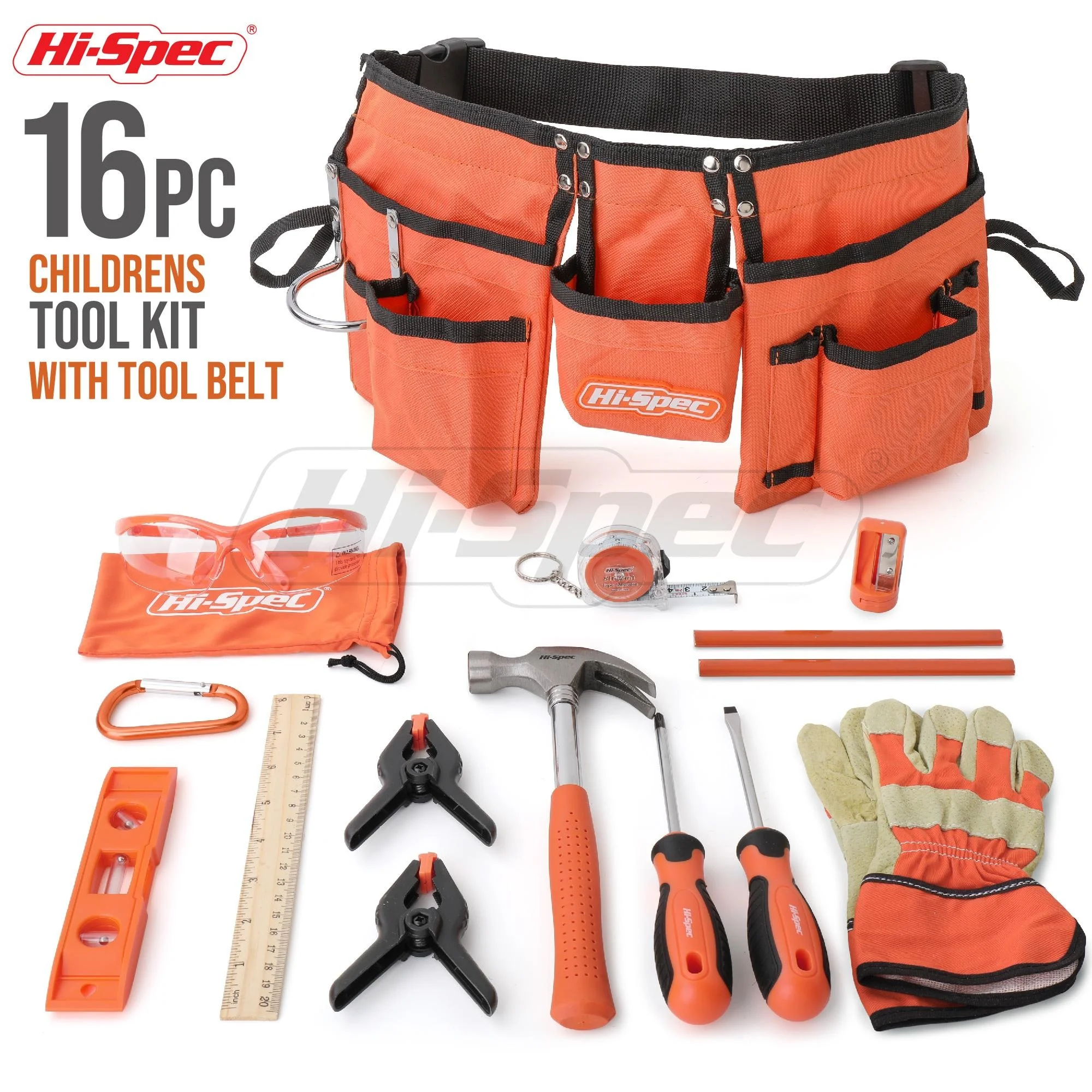 

Hi-Spec 16pc Construction Tool Kits Utility Garage Carpentry Waist Belt Tool Bag Adjustable With Hammer Screwdriver Hand Tools