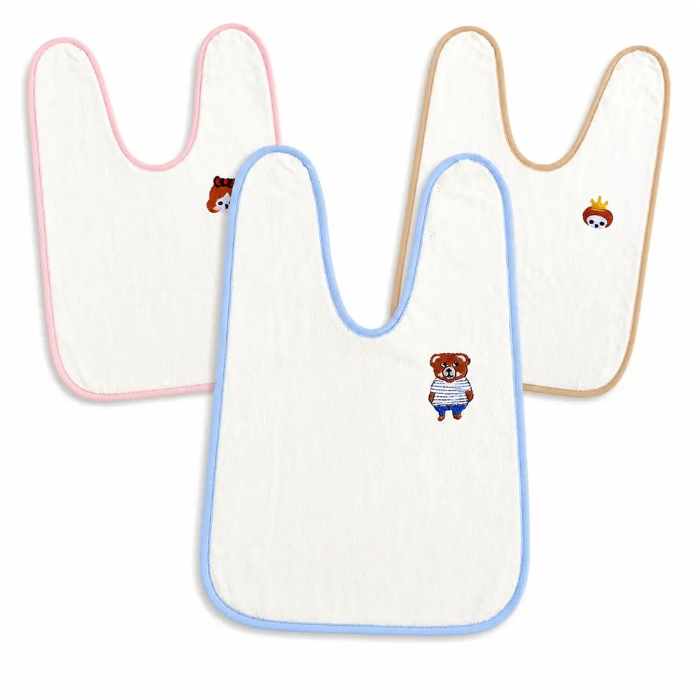 New Coral Velvet Towel Bib Cartoon Pattern U-Shape Infant Washcloth Soft Touch Protective Barrier Face Bib Feeding Time