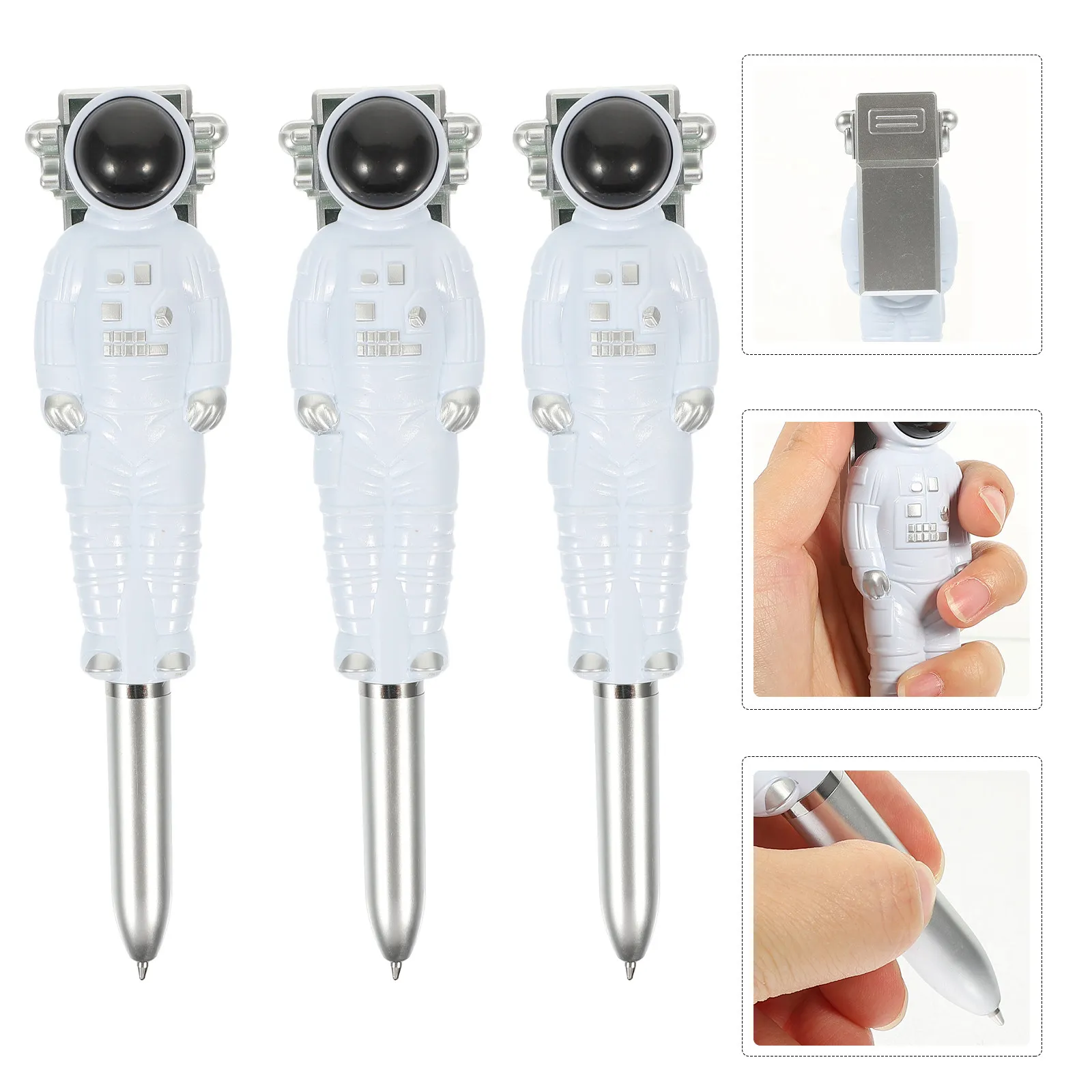 

3Pcs Astronaut Pen Plastic Ballpoint Writing Pen Adorable Multi-Function Household Student Supply Portable Ergonomic Design