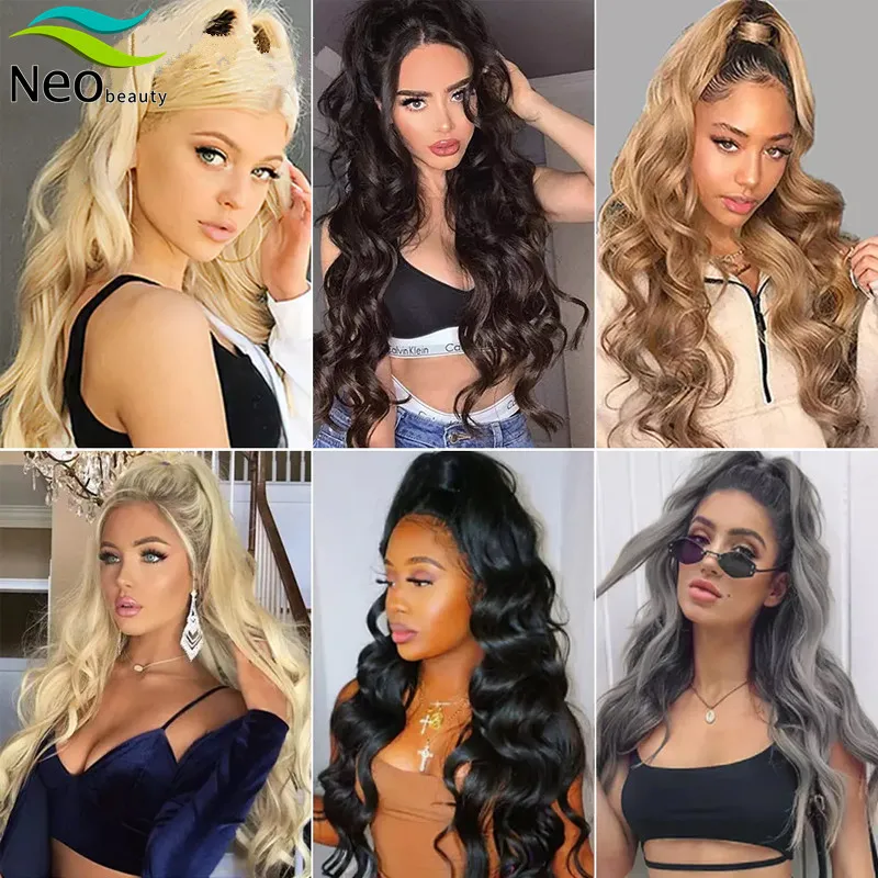 30 inch Body Wave Long Wavy Wrap Around Clip In Ponytail Hair Extension Brazilian Remy Human Hair Natural Color