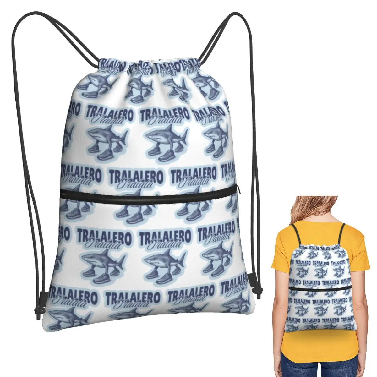 

Рюкзаки Tralalero Tralala Shark Italian Brainrot: модные сумки-мешки на шнурке, сумки для хранения, сумки для книг для мужчин, женщин и студентов