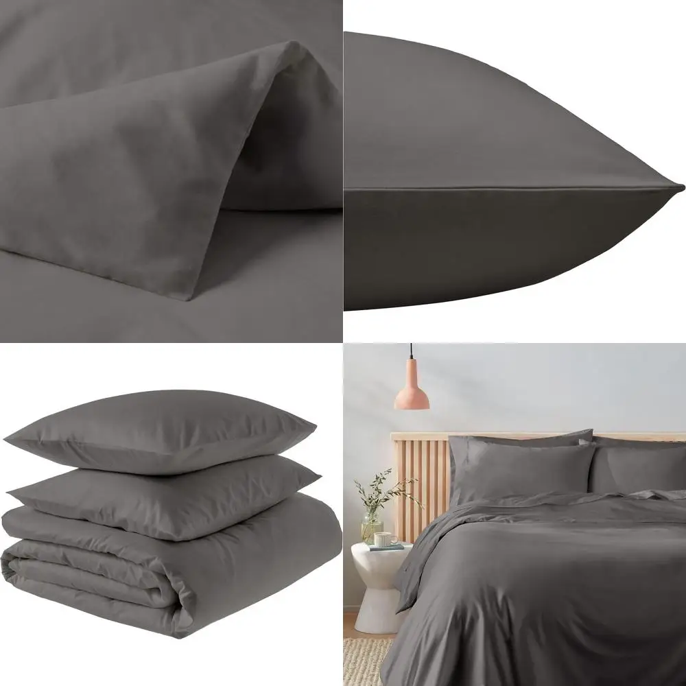 

Комплект пододеяльников King Size 300TC из органического хлопка темно-серого цвета