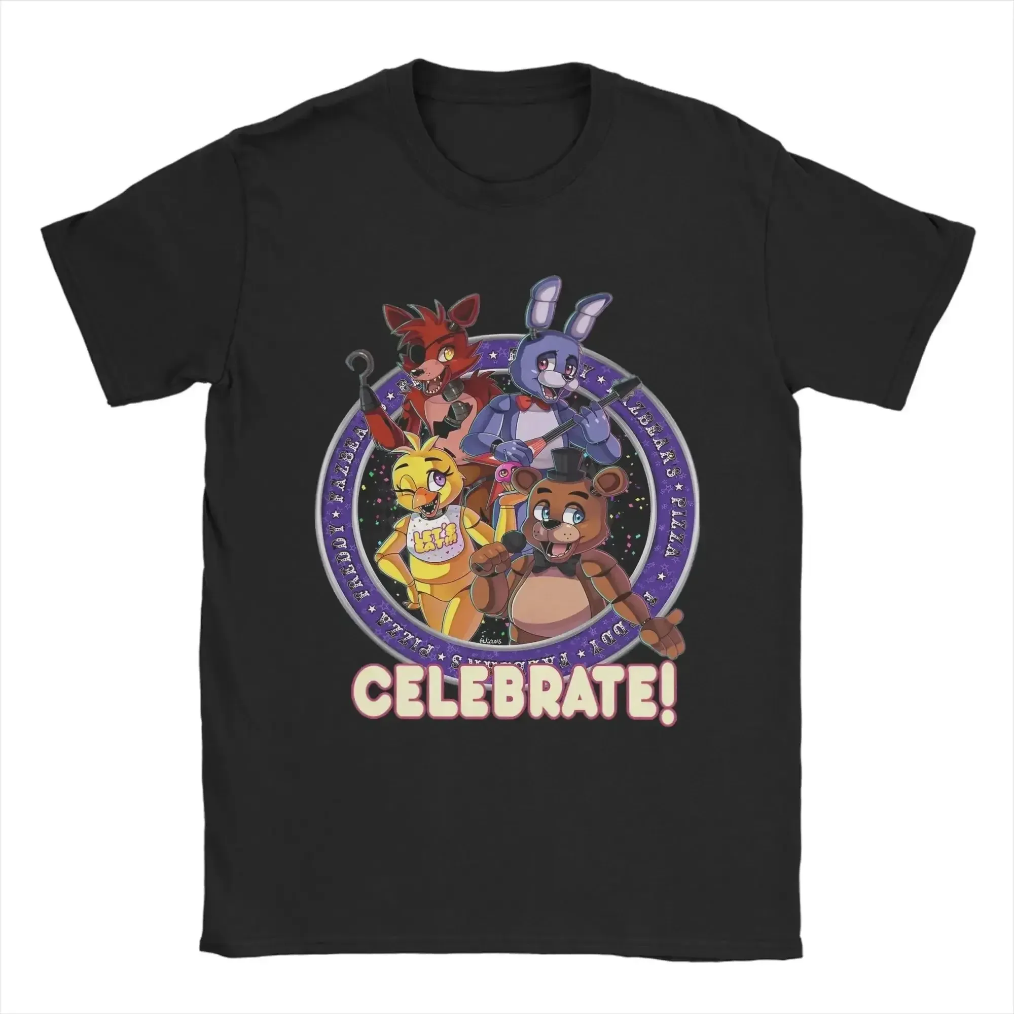 Five Nights at Freddy's T-Shirt – Klassisches Animatronic Crew Grafik-T-Shirt für FNAF-Fans, schwarzes Baumwoll-Oberteil für Männer und Jugendliche – Detail 15
