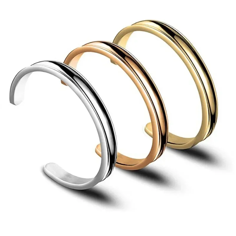 سوار من الفولاذ المقاوم للصدأ مقعر منحني للأزواج من الذكور والإناث على شكل حرف C سوار من الفولاذ المقاوم للصدأ