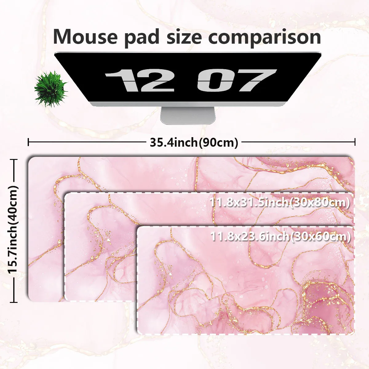 1PC Big Keyboard Mouse Mat 1PC Wide Gaming Desk Mat 1Pc Extended Gaming Mouse Pad and PC Desktop Keyboard Pad - Pink, Girly