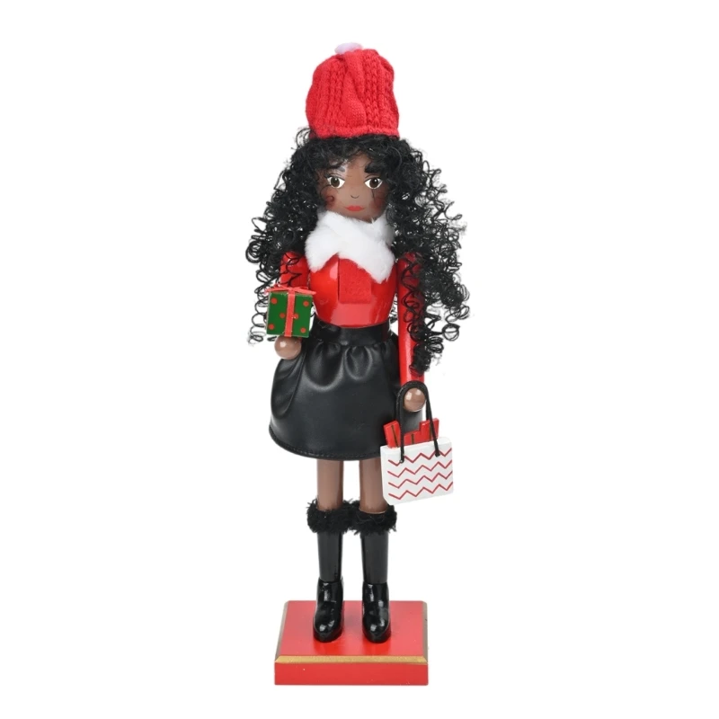 Festival Shopping Lady Nutcrackers with Curly Hair for Christmas Decoration