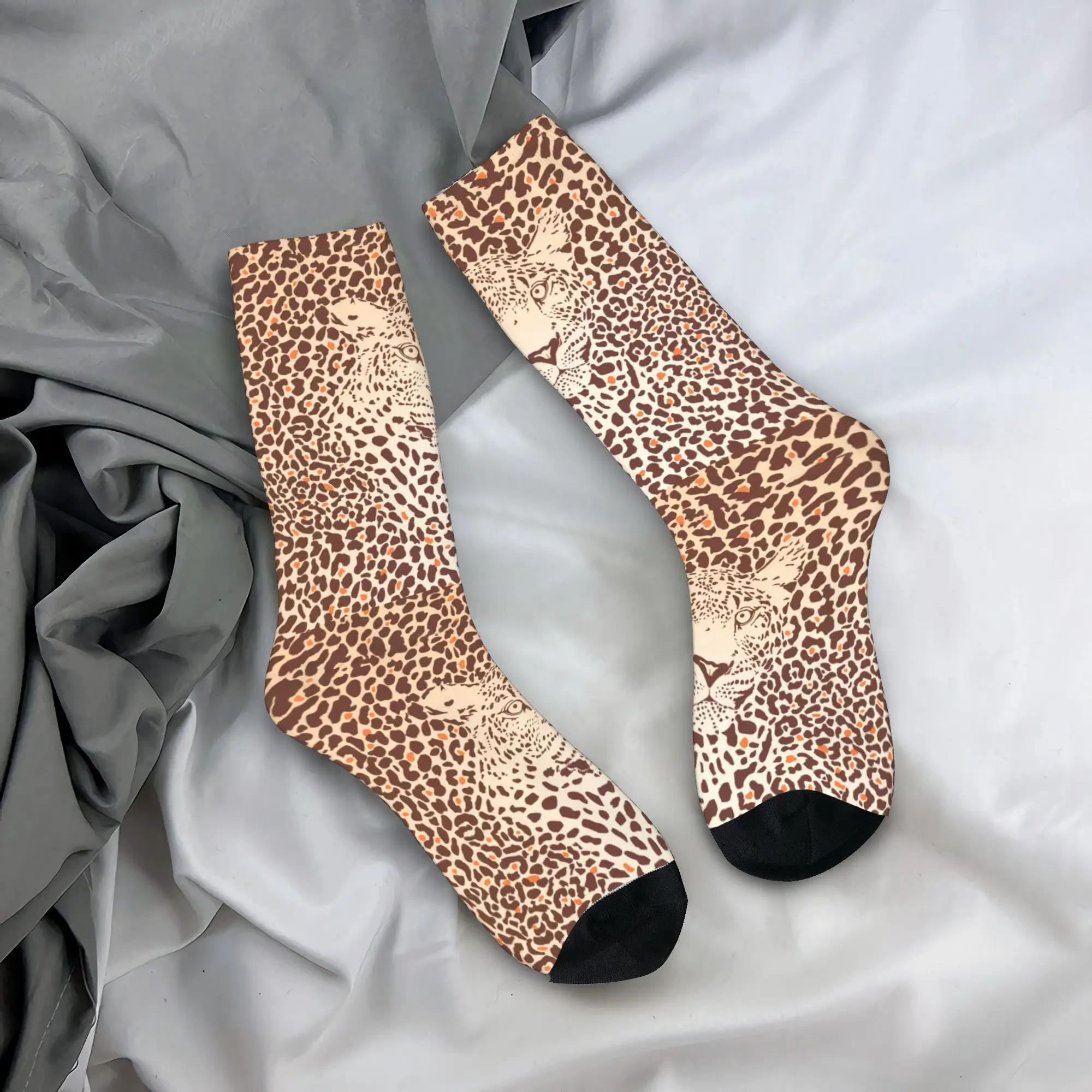 

Custom Tropical Wild Animal Leopard Skin Leather Texture Mens Crew Socks Unisex Funny 3D Print Dress Socks
