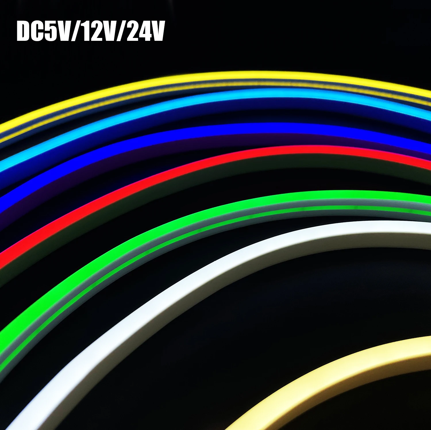 DC5V 12V 24V Color Neon Lights 6mm Narrow IP67 Waterproof Rope Tube Bar Red Green Ice Blue Yellow Pink for Home Car Linear Lamp