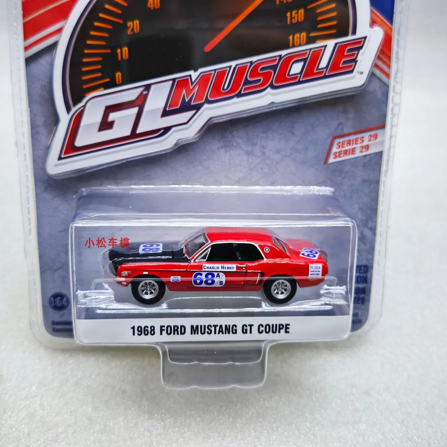 

Green Light Muscle 29-1968 Ford Mustang GT Coupe #68 Charlie Henry Racing Alloy Modeltoys