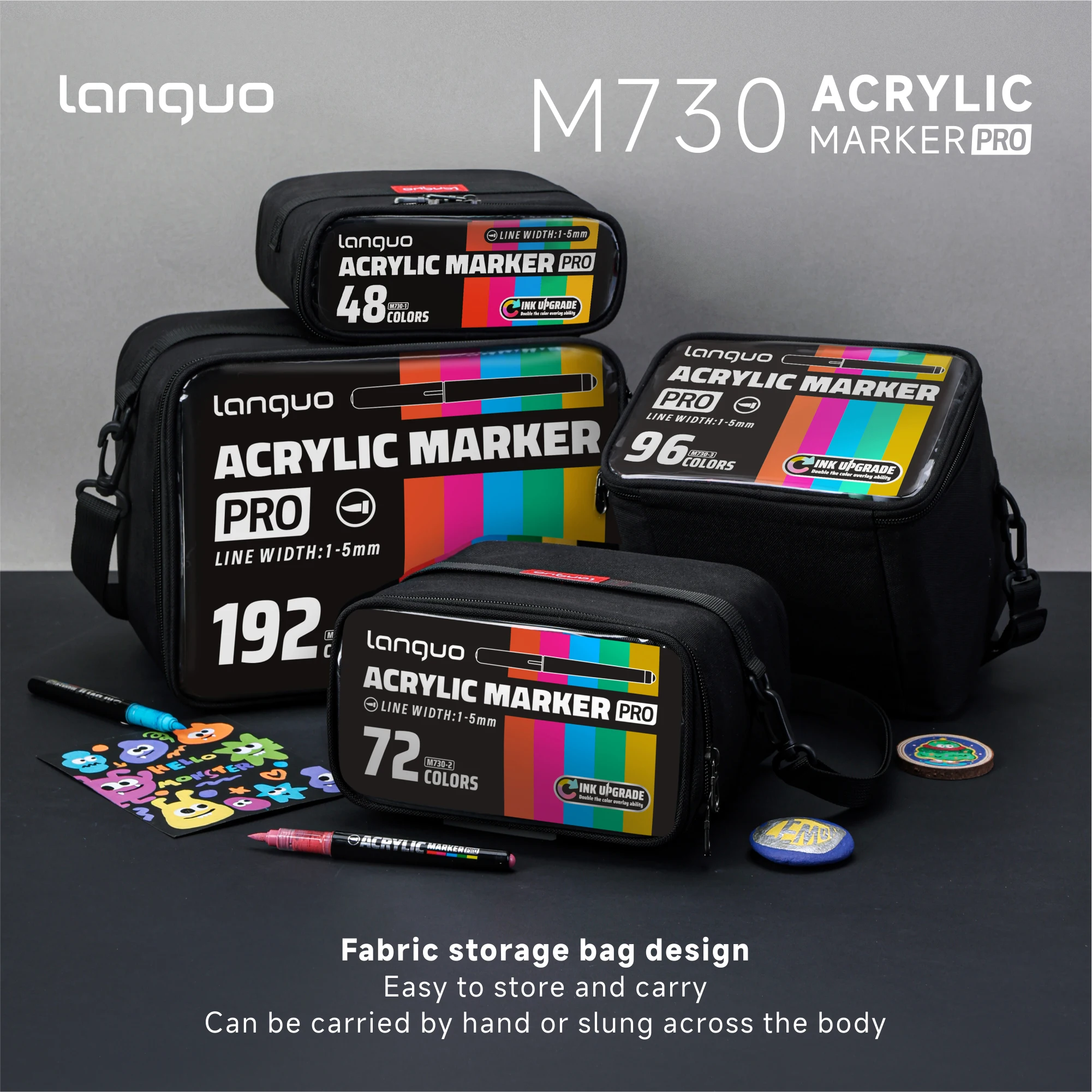 LANGUO 96/72/48 Colors Acrylic Color Marker DlY Graffiti Drawing Direct Liquid Paint Marker Pen with Storage Box School Supplies