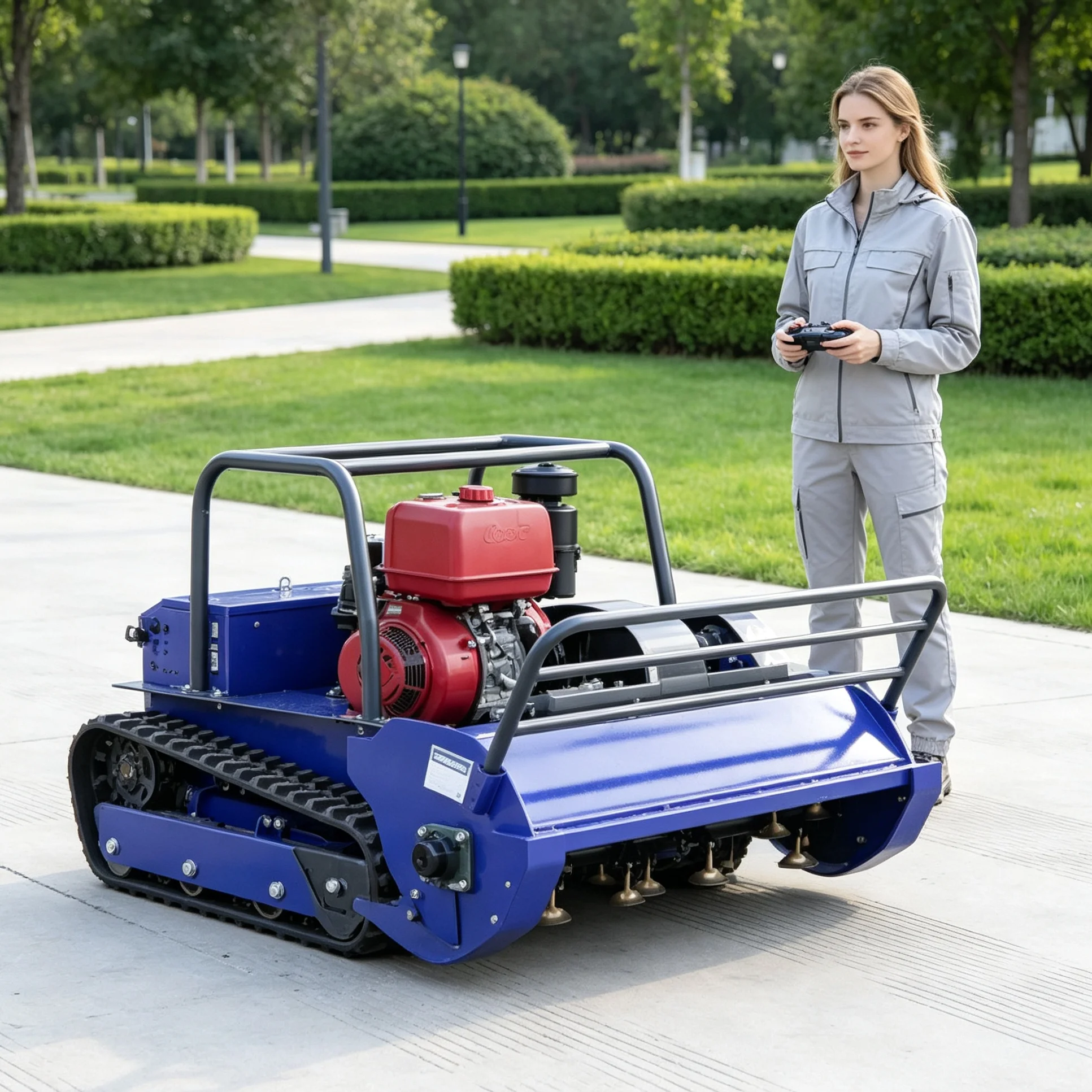 Customized 800s Newly upgraded hammer blade tracked lawn mower with fully adjustable mowing height, equipped with display screen